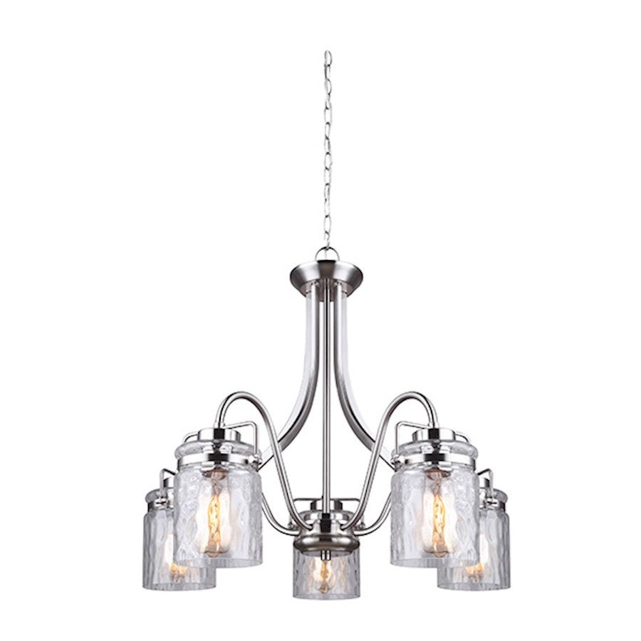 Canarm Arden 25in 5-Light Chandelier | Brushed Nickel and Clear Glass | Dining Room & Entryway | 25 x 25 x 24 in | Model ICH707A05BN