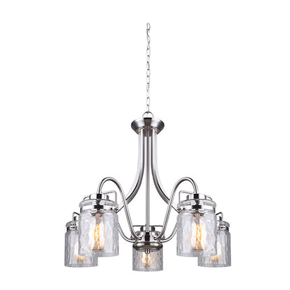 Canarm Arden 25in 5-Light Chandelier | Brushed Nickel and Clear Glass | Dining Room & Entryway | 25 x 25 x 24 in | Model ICH707A05BN