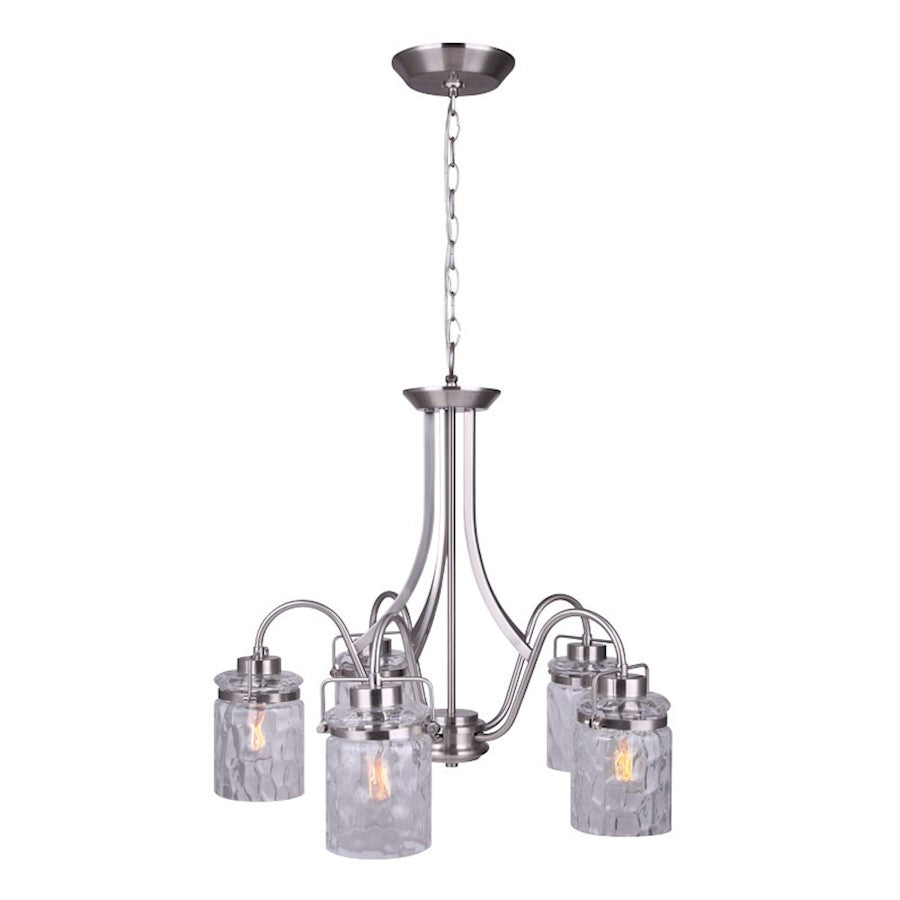 Canarm Arden 25in 5-Light Chandelier | Brushed Nickel and Clear Glass | Dining Room & Entryway | 25 x 25 x 24 in | Model ICH707A05BN
