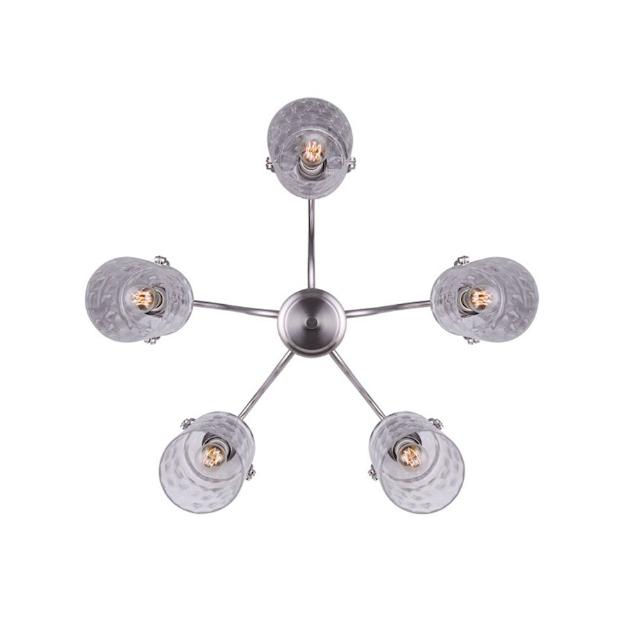 Canarm Arden 25in 5-Light Chandelier | Brushed Nickel and Clear Glass | Dining Room & Entryway | 25 x 25 x 24 in | Model ICH707A05BN