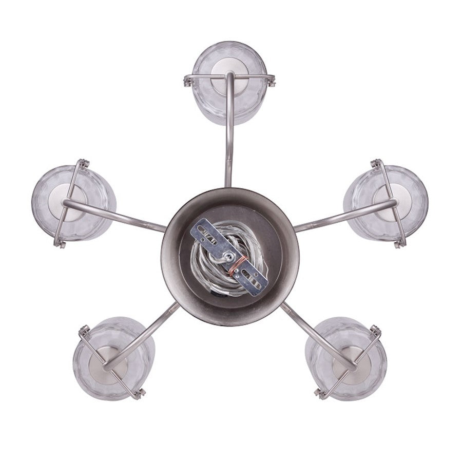 Canarm Arden 25in 5-Light Chandelier | Brushed Nickel and Clear Glass | Dining Room & Entryway | 25 x 25 x 24 in | Model ICH707A05BN