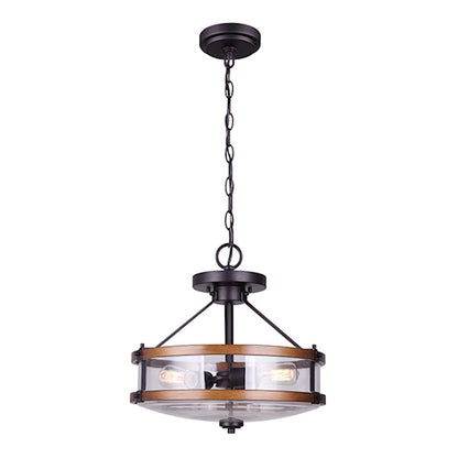 Canarm Canmore 16in 3-Light Chandelier | Orb and Brushed Wood with Clear Glass | Dining Room & Entryway | 16 x 16 x 13 in | Model ICH740A03RBB-D