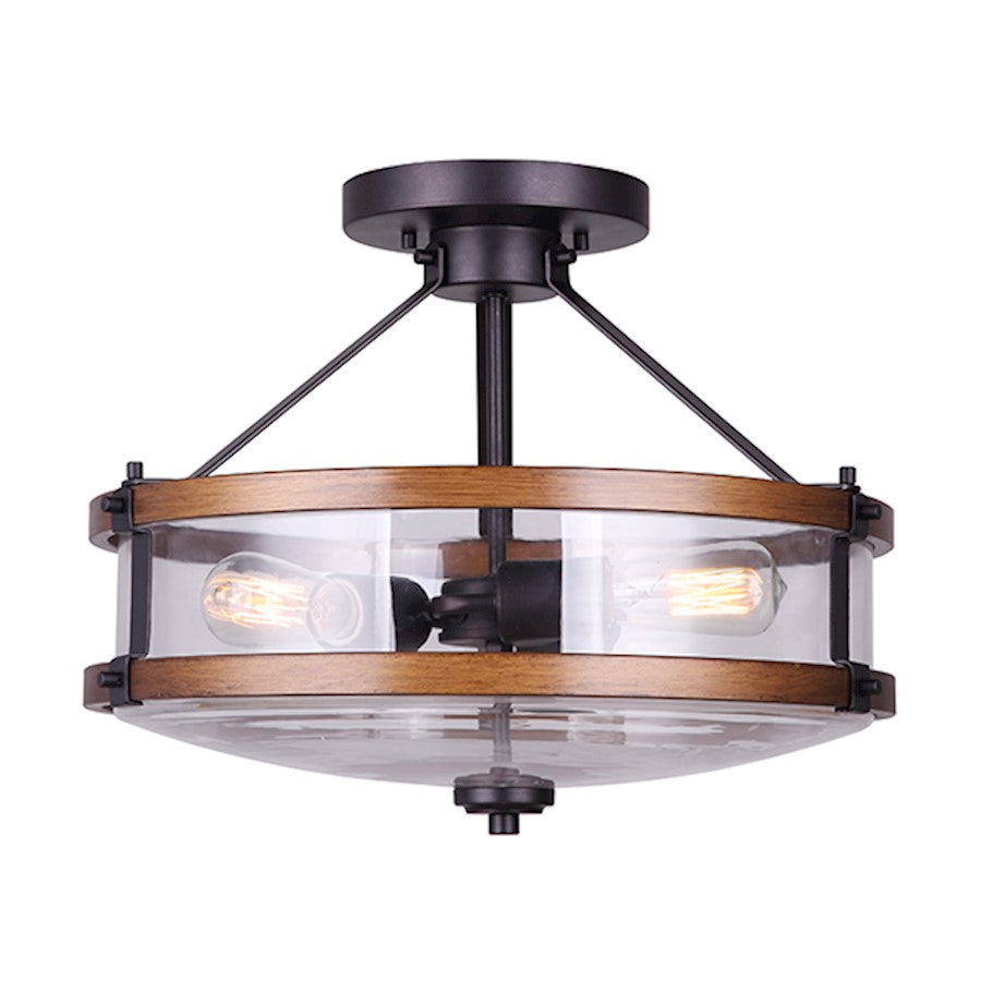Canarm Canmore 16in 3-Light Chandelier | Orb and Brushed Wood with Clear Glass | Dining Room & Entryway | 16 x 16 x 13 in | Model ICH740A03RBB-D
