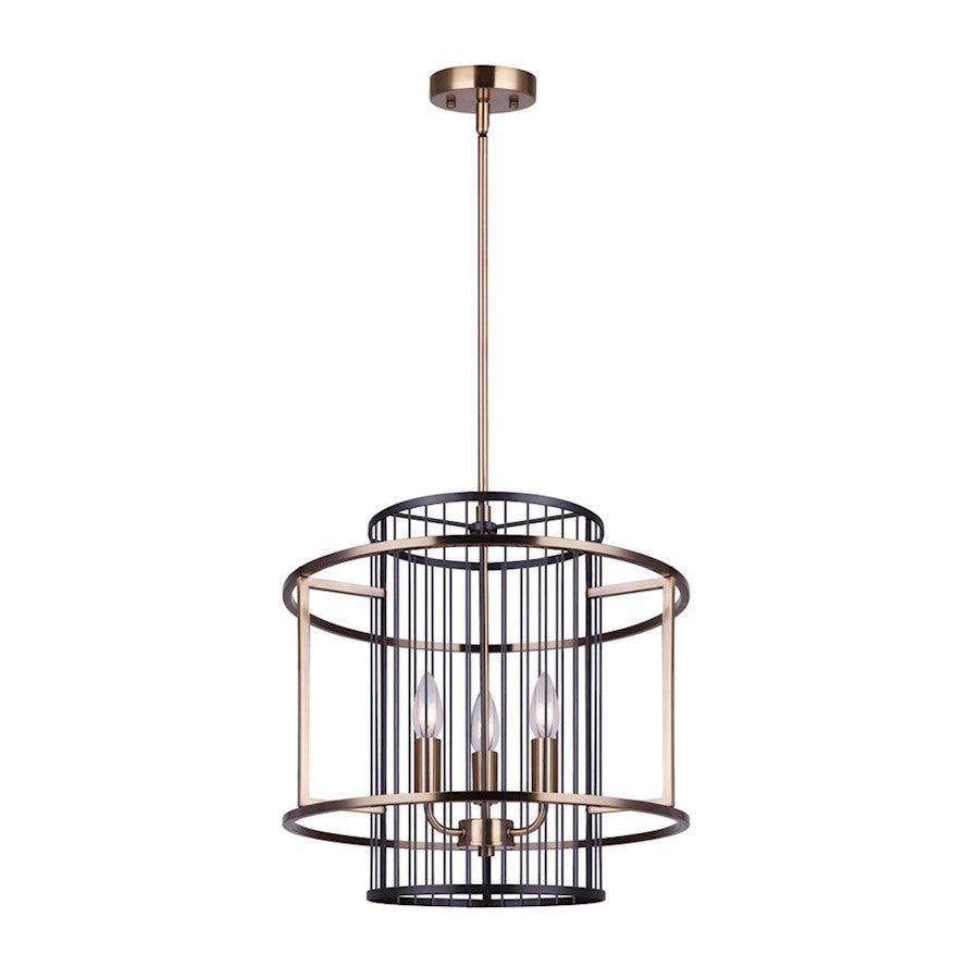 Canarm Trix 17in 3-Light Chandelier | Mid-Century Matte Black and Gold | Dining Room & Living Room | 17 x 20 in | Model ICH743B03BKG17