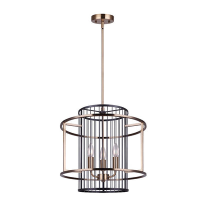 Canarm Trix 17in 3-Light Chandelier | Mid-Century Matte Black and Gold | Dining Room & Living Room | 17 x 20 in | Model ICH743B03BKG17