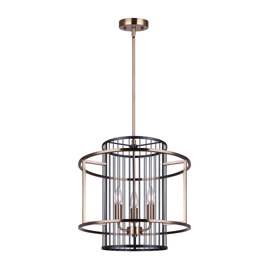 Canarm Trix 17in 3-Light Chandelier | Mid-Century Matte Black and Gold | Dining Room & Living Room | 17 x 20 in | Model ICH743B03BKG17