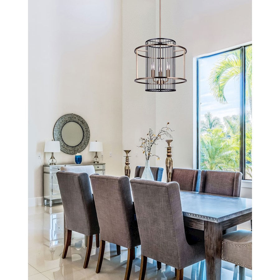 Canarm Trix 17in 3-Light Chandelier | Mid-Century Matte Black and Gold | Dining Room & Living Room | 17 x 20 in | Model ICH743B03BKG17