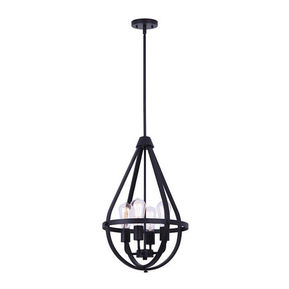 Canarm Jestin 15in 4-Light Chandelier | Modern Matte Black Teardrop | Dining Room & Living Room | 15 x 31 in | Model ICH745B04BK15