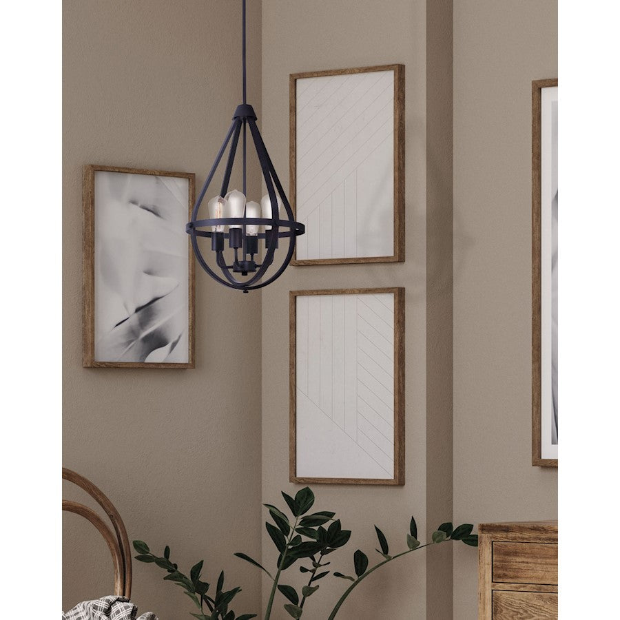 Canarm Jestin 15in 4-Light Chandelier | Modern Matte Black Teardrop | Dining Room & Living Room | 15 x 31 in | Model ICH745B04BK15