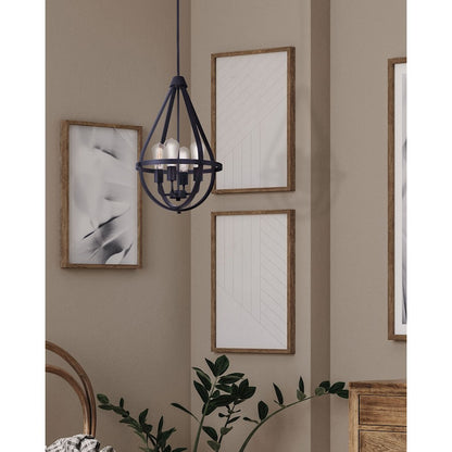 Canarm Jestin 15in 4-Light Chandelier | Modern Matte Black Teardrop | Dining Room & Living Room | 15 x 31 in | Model ICH745B04BK15
