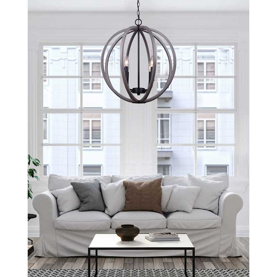 Canarm Lewis 20in 4-Light Chandelier | Brushed Dark Grey Metal | Dining Room & Living Room | 20 x 20 x 22 in | Model ICH753A04BKD20