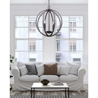 Canarm Lewis 20in 4-Light Chandelier | Brushed Dark Grey Metal | Dining Room & Living Room | 20 x 20 x 22 in | Model ICH753A04BKD20