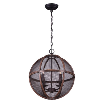 Canarm Freya 18in 4-Light Chandelier | Oil Rubbed Bronze and Brushed Wood | Dining Room & Living Room | 18 x 18 x 20 in | Model ICH761A04RBB18