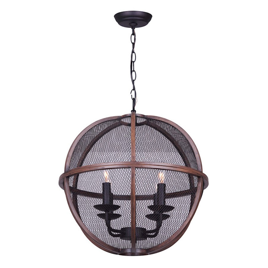 Canarm Freya 18in 4-Light Chandelier | Oil Rubbed Bronze and Brushed Wood | Dining Room & Living Room | 18 x 18 x 20 in | Model ICH761A04RBB18