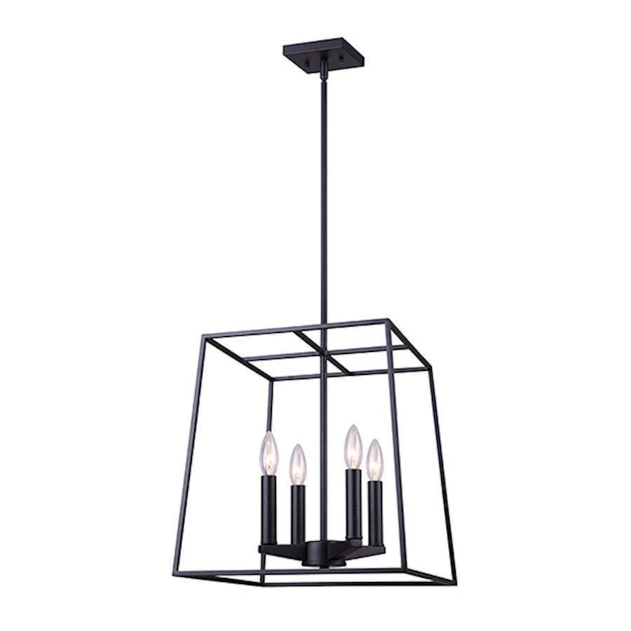 Canarm Wexford 14in 4-Light Chandelier | Modern Black Metal | Dining Room & Kitchen Island | 14 x 14 x 23 in | Model ICH763A04BK14