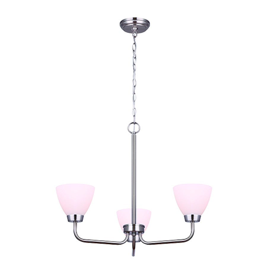 Canarm Noah 20in 3-Light Chandelier | Brushed Nickel and Flat Opal Glass | Dining Room & Living Room | 20 x 20 x 20 in | Model ICH765A03BN