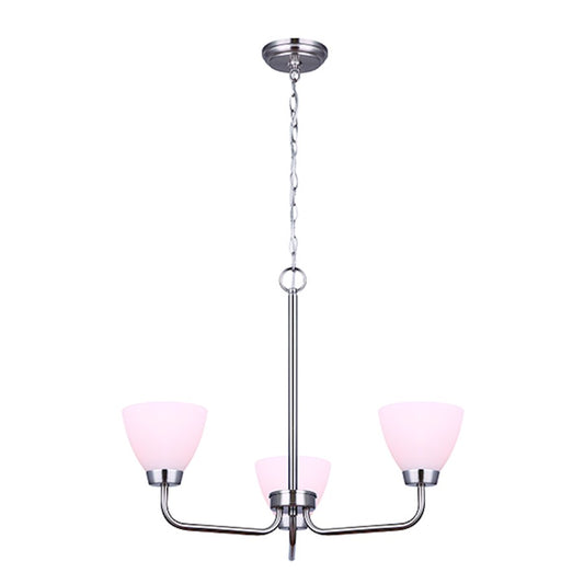 Canarm Noah 20in 3-Light Chandelier | Brushed Nickel and Flat Opal Glass | Dining Room & Living Room | 20 x 20 x 20 in | Model ICH765A03BN