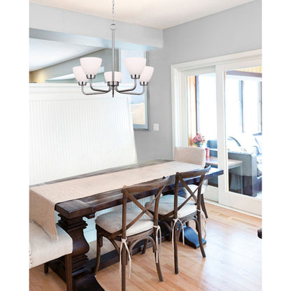 Canarm Noah 24in 5-Light Chandelier | Brushed Nickel and Flat Opal Glass | Dining Room & Living Room | 24 x 24 x 20 in | Model ICH765A05BN