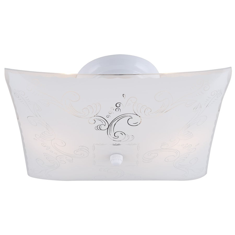 Canarm Madison 12in 2-Light Flush Mount | White Metal | Hallway & Bedroom Ceiling Light | 12 x 12 x 6 in | Model ICL711