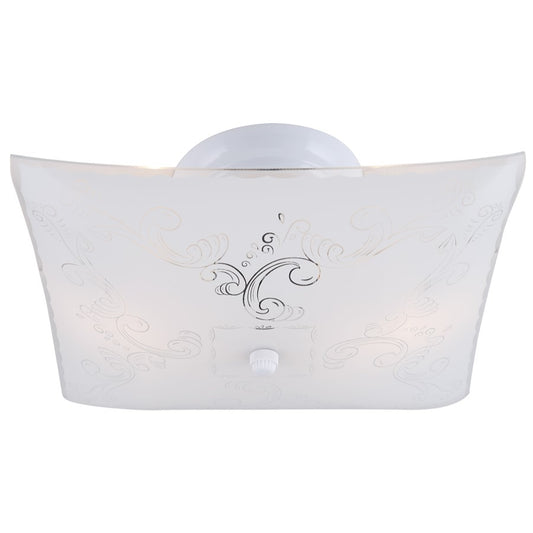 Canarm Madison 12in 2-Light Flush Mount | White Metal | Hallway & Bedroom Ceiling Light | 12 x 12 x 6 in | Model ICL711