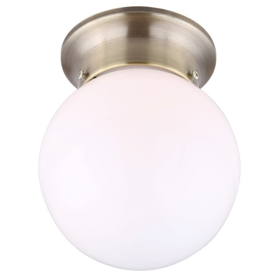 Canarm Madison 6in 1-Light Flush Mount | Industrial Antique Brass Metal | Hallway & Entryway Ceiling Light | 6 x 6 x 7 in | Model ICL901