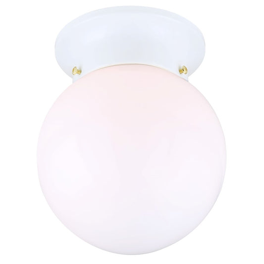 Canarm Madison 6in 1-Light Flush Mount | White Metal with Opal Glass Shade | Hallway & Bedroom Ceiling Light | 6 x 6 x 7 in | Model ICL911