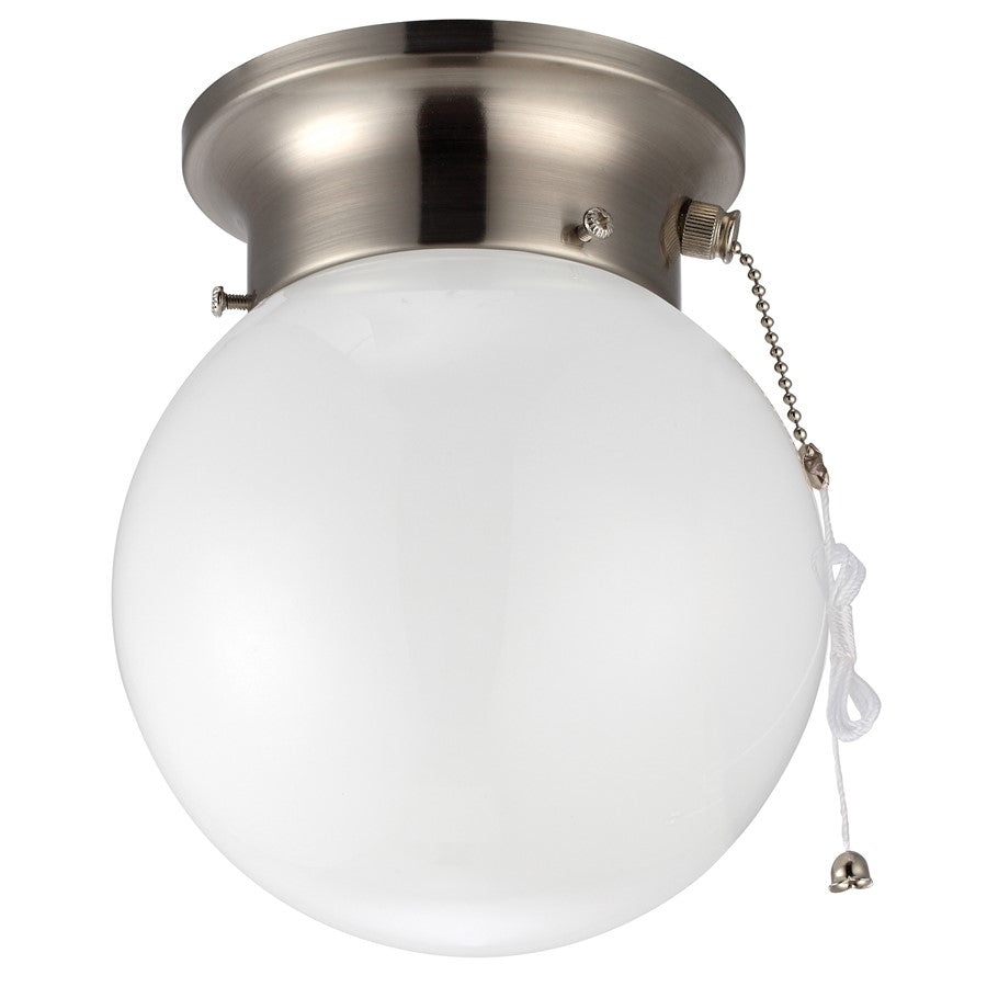 Canarm Madison 15in 1-Light Flush Mount | Brushed Nickel Metal with Opal Glass Shade | Closet & Hallway Ceiling Light | 15 x 6 x 7 in | Model ICL9BN