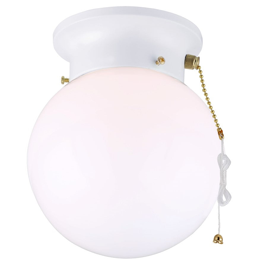 Canarm Madison 6in 1-Light Flush Mount | White Opal Glass Shade | Hallway & Closet Lighting | 6 x 6 x 7.25 in | Model ICL9WHW
