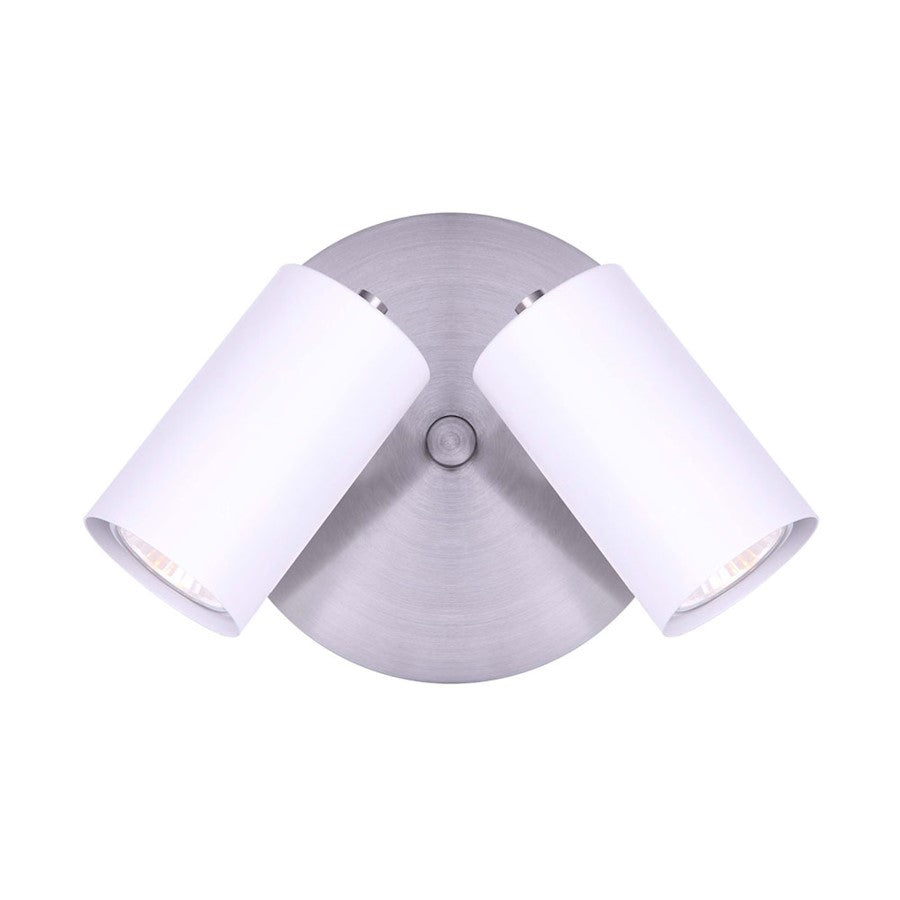 Canarm Kingston 10in 2-Light Track Light | Brushed Nickel & White | Kitchen & Living Room Accent | 10 x 5 x 6 in | Model ICW1015A02BNW10