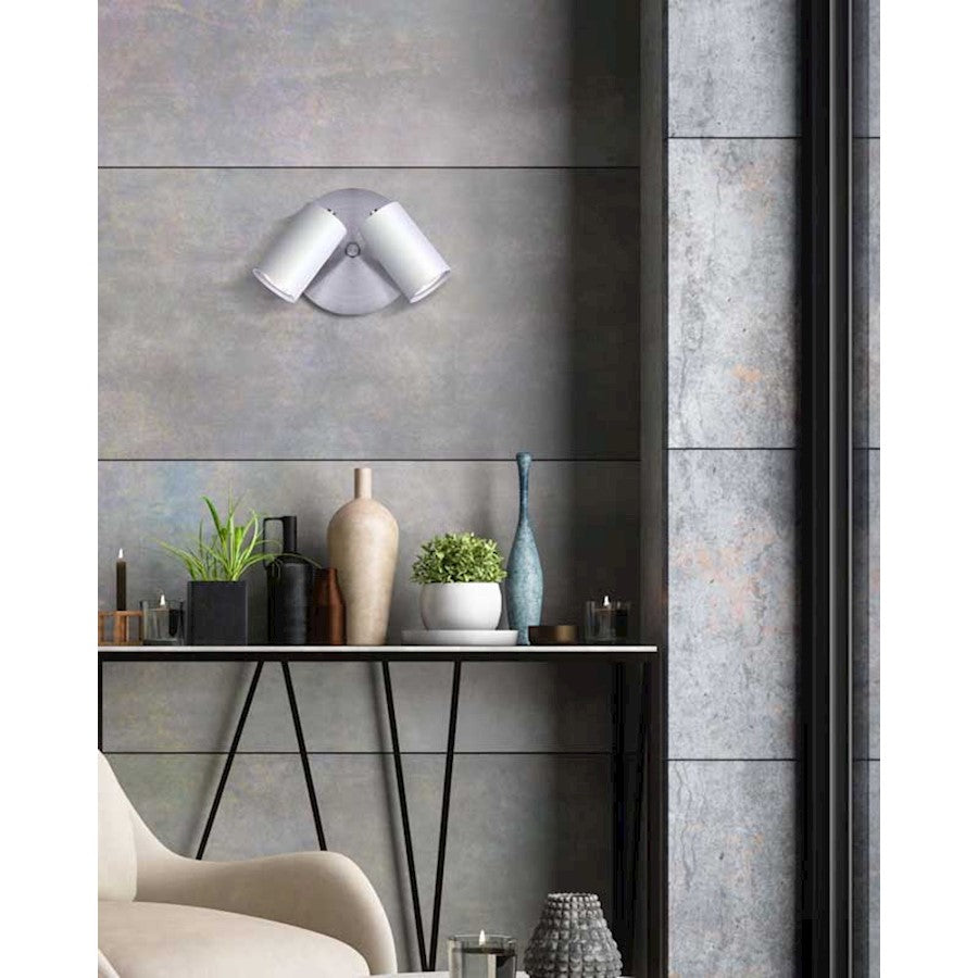 Canarm Kingston 10in 2-Light Track Light | Brushed Nickel & White | Kitchen & Living Room Accent | 10 x 5 x 6 in | Model ICW1015A02BNW10
