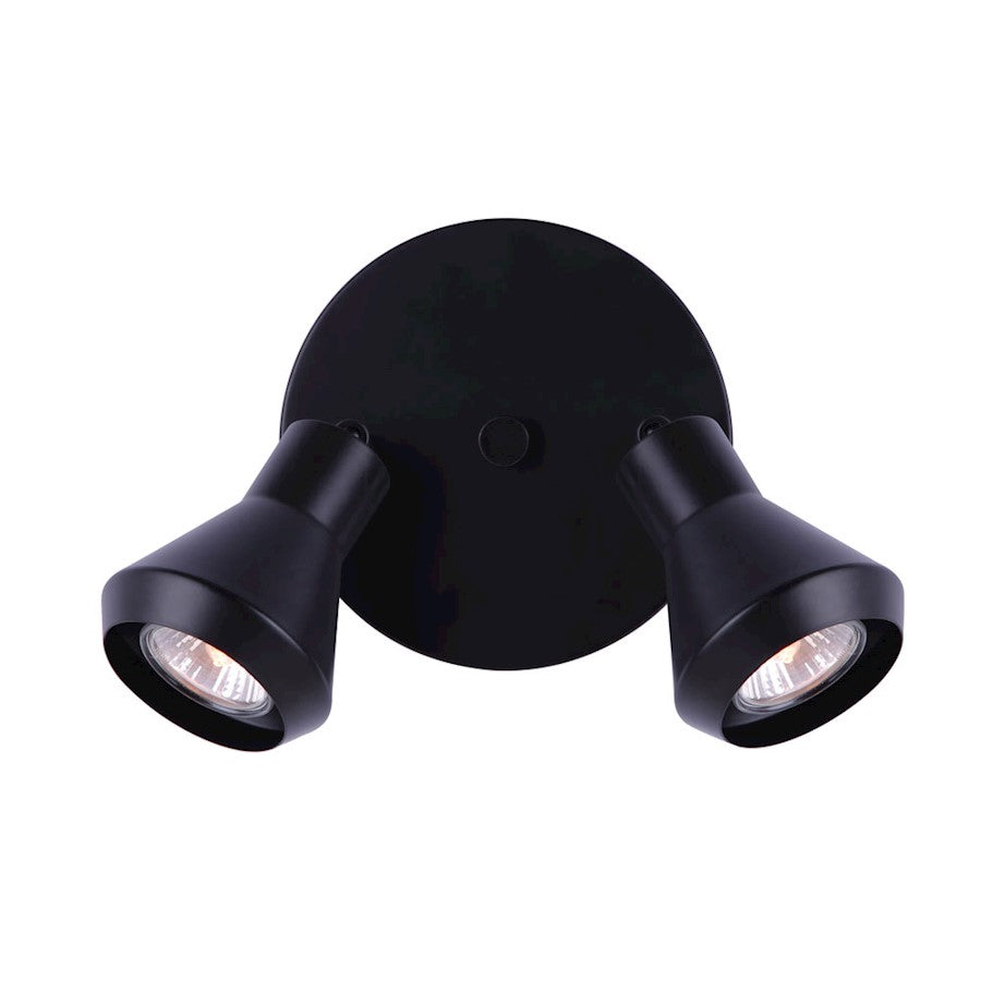 Canarm Byck 2-Light Track Ceiling | Mid-Century Matte Black and Metal | Kitchen & Basement Task Lighting | 7 x 6 x 6 in | Model ICW1020A02BK10