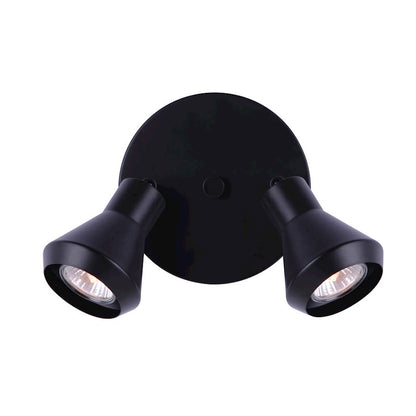 Canarm Byck 2-Light Track Ceiling | Mid-Century Matte Black and Metal | Kitchen & Basement Task Lighting | 7 x 6 x 6 in | Model ICW1020A02BK10