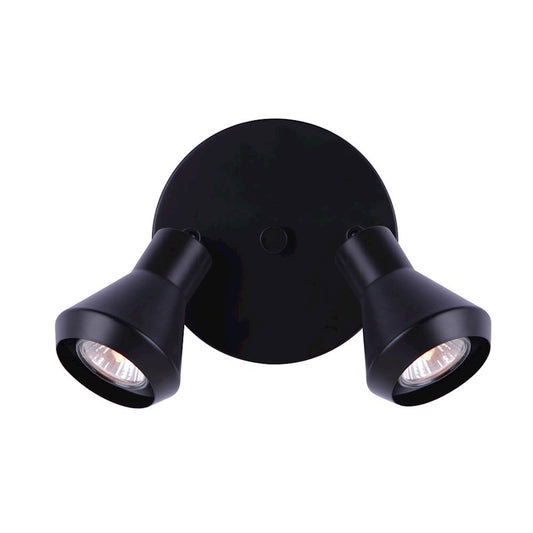 Canarm Byck 2-Light Track Ceiling | Mid-Century Matte Black and Metal | Kitchen & Basement Task Lighting | 7 x 6 x 6 in | Model ICW1020A02BK10