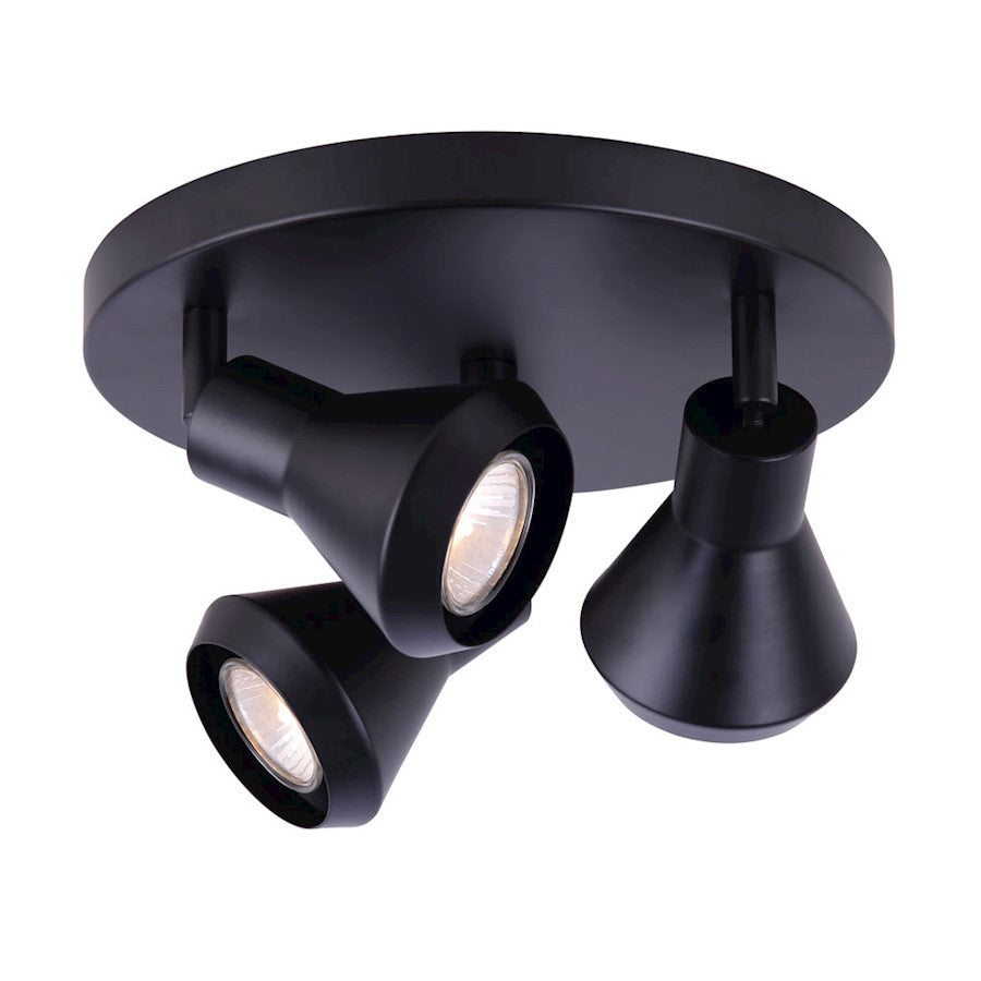 Canarm Byck 3-Light Track Ceiling | Mid-Century Matte Black and Metal | Kitchen & Basement Task Lighting | 11 x 10 x 6 in | Model ICW1020A03BK10