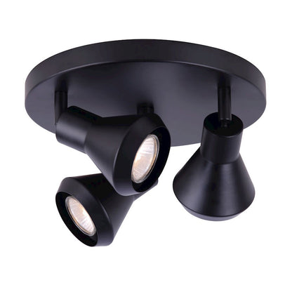 Canarm Byck 3-Light Track Ceiling | Mid-Century Matte Black and Metal | Kitchen & Basement Task Lighting | 11 x 10 x 6 in | Model ICW1020A03BK10
