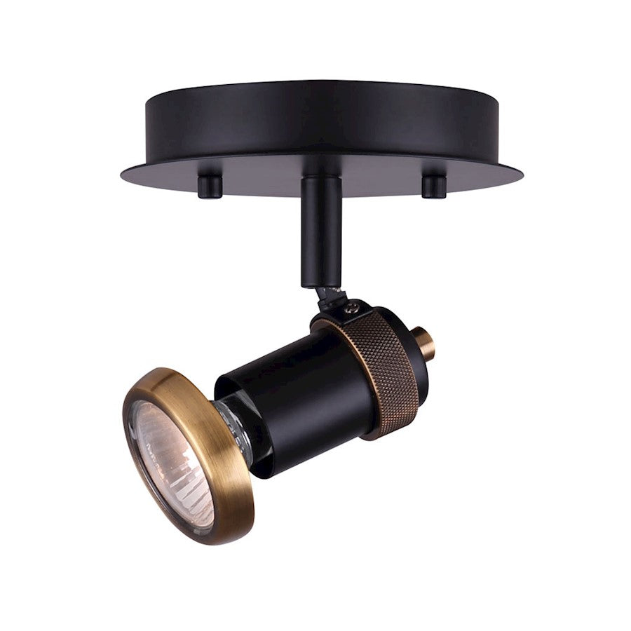 Canarm Tayte 5in 1-Light Track Light | Mid-Century Matte Black and Gold Metal | Kitchen & Living Room Task Lighting | Model ICW1057A01BKG10