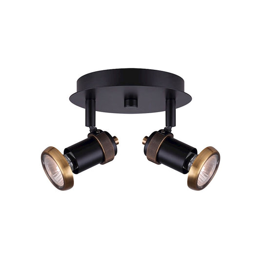 Canarm Tayte 9in 2-Light Track Light | Mid-Century Matte Black and Gold Metal | Kitchen & Living Room Task Lighting | Model ICW1057A02BKG10
