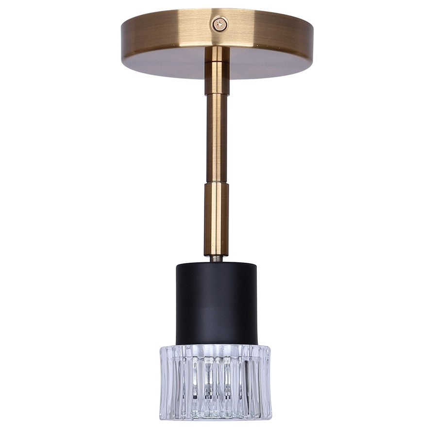 Canarm Elsee 9in 1-Light Track Lighting | Black/Gold Steel and Clear Ribbed Glass | Hallway & Bedroom Accent | Model ICW1161A01BKG10