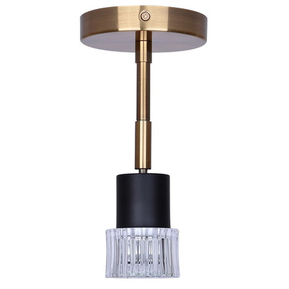 Canarm Elsee 9in 1-Light Track Lighting | Black/Gold Steel and Clear Ribbed Glass | Hallway & Bedroom Accent | Model ICW1161A01BKG10