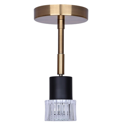 Canarm Elsee 9in 1-Light Track Lighting | Black/Gold Steel and Clear Ribbed Glass | Hallway & Bedroom Accent | Model ICW1161A01BKG10