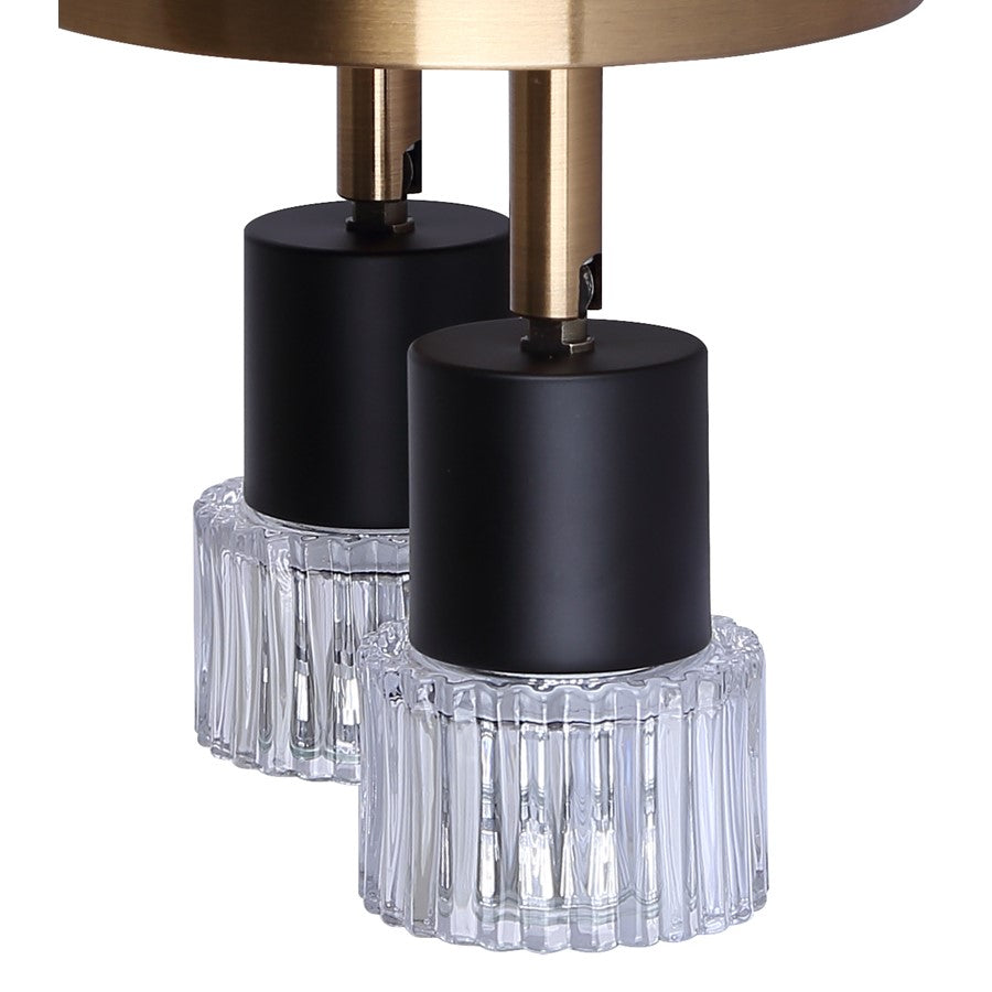 Canarm Elsee 7in 2-Light Track Lighting | Black/Gold Steel and Clear Ribbed Glass | Kitchen & Living Room Accent | Model ICW1161A02BKG10