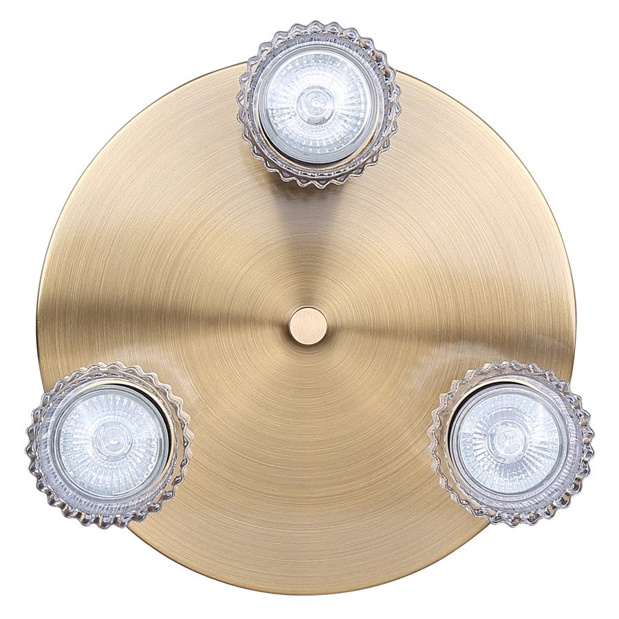 Canarm Elsee 10in 3-Light Track Lighting | Black/Gold Steel and Clear Ribbed Glass | Kitchen & Living Room Accent | Model ICW1161A03BKG10