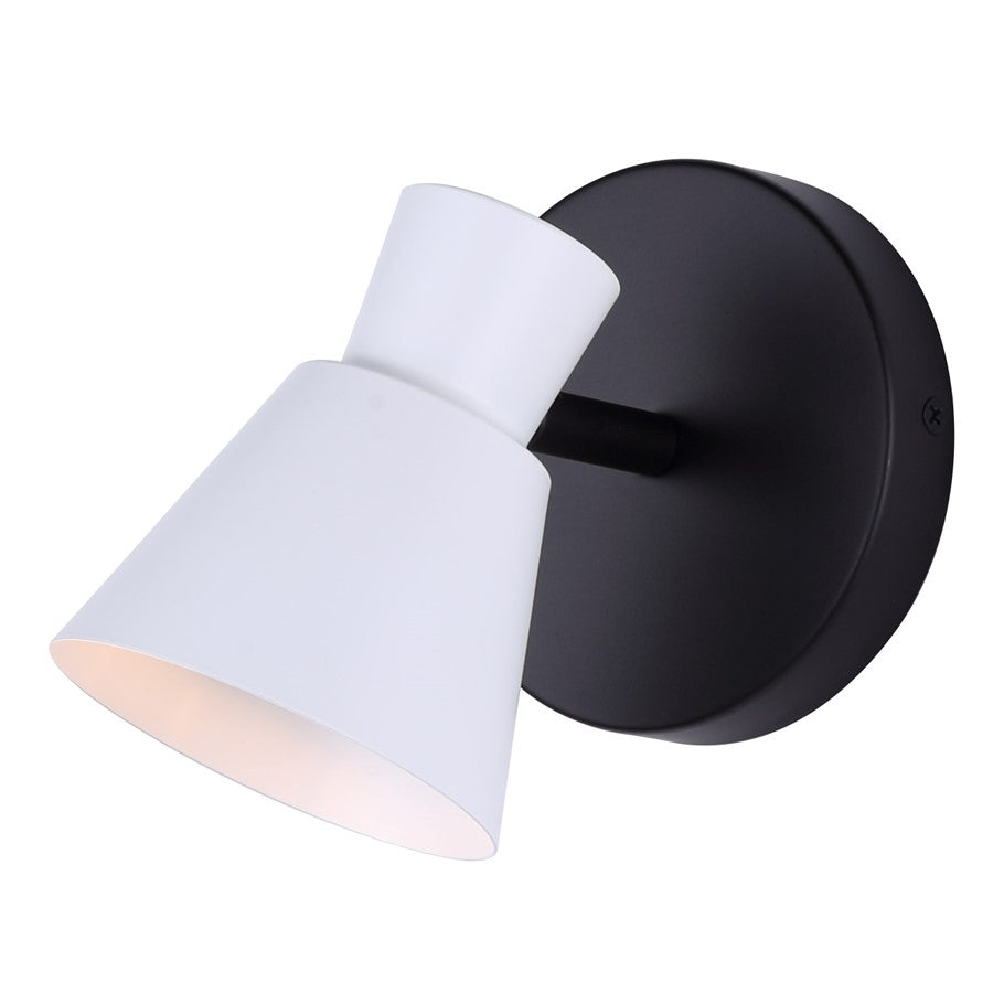 Canarm Radley 5in 1-Light Track Lighting | Matte Black and White Metal | Hallway & Kitchen Accent | 5 x 4 x 6 in | Model ICW1163A01BW10