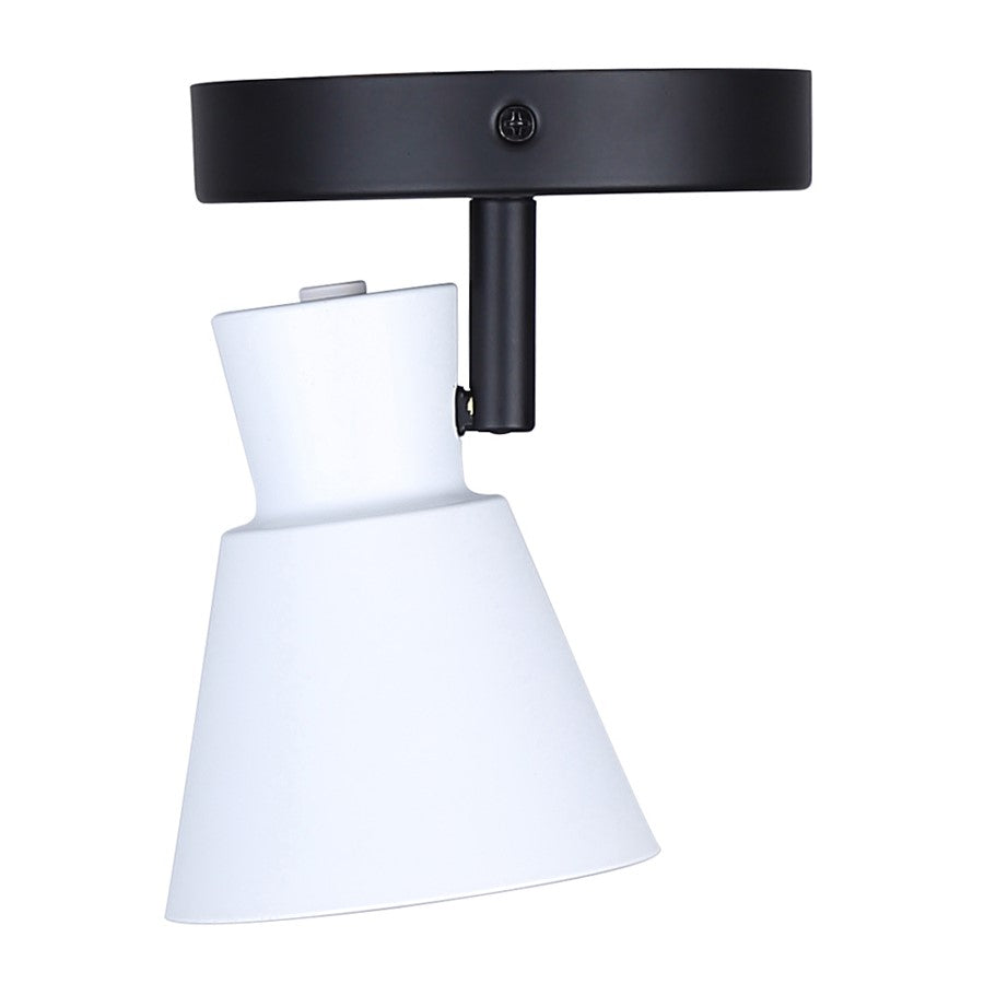 Canarm Radley 5in 1-Light Track Lighting | Matte Black and White Metal | Hallway & Kitchen Accent | 5 x 4 x 6 in | Model ICW1163A01BW10