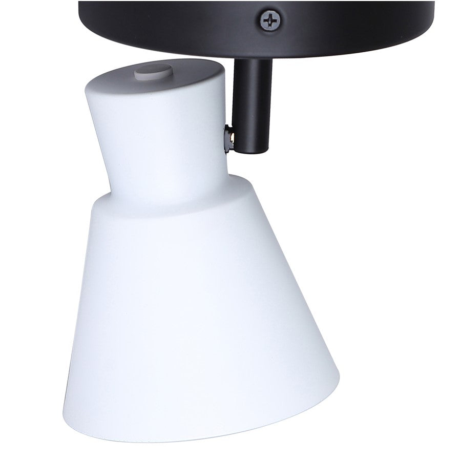 Canarm Radley 5in 1-Light Track Lighting | Matte Black and White Metal | Hallway & Kitchen Accent | 5 x 4 x 6 in | Model ICW1163A01BW10
