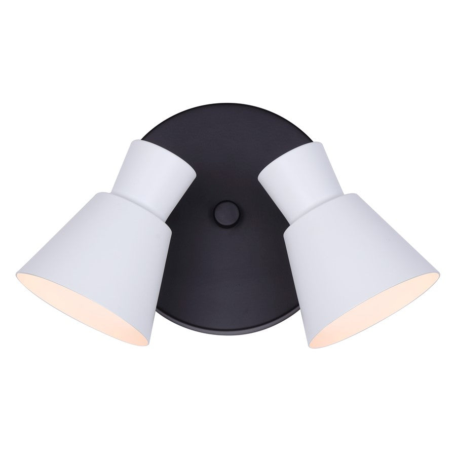 Canarm Radley 10in 2-Light Track Lighting | Matte Black and White Metal | Living Room & Kitchen Accent | 10 x 6 x 6 in | Model ICW1163A02BW10