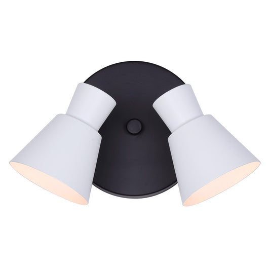 Canarm Radley 10in 2-Light Track Lighting | Matte Black and White Metal | Living Room & Kitchen Accent | 10 x 6 x 6 in | Model ICW1163A02BW10