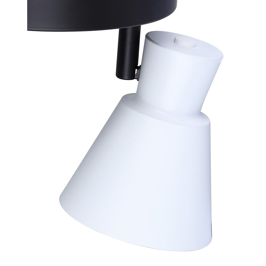 Canarm Radley 10in 2-Light Track Lighting | Matte Black and White Metal | Living Room & Kitchen Accent | 10 x 6 x 6 in | Model ICW1163A02BW10