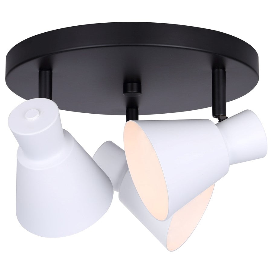 Canarm Radley 14in 3-Light Track Lighting | Matte Black and White Metal | Living Room & Kitchen Accent | 14 x 9 x 6 in | Model ICW1163A03BW10