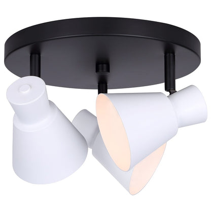Canarm Radley 14in 3-Light Track Lighting | Matte Black and White Metal | Living Room & Kitchen Accent | 14 x 9 x 6 in | Model ICW1163A03BW10